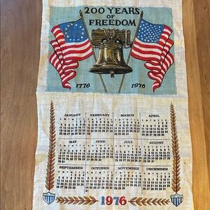 Vintage Bicentennial 1976 Linen Wall Hanging Calendar